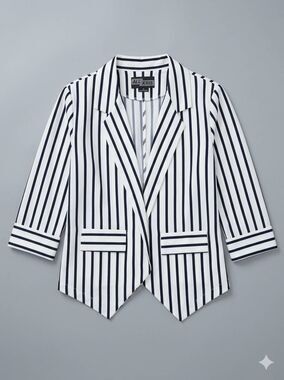 🔺️Ali & Kris Blue & White Striped Open Front Lightweight Blazer Small